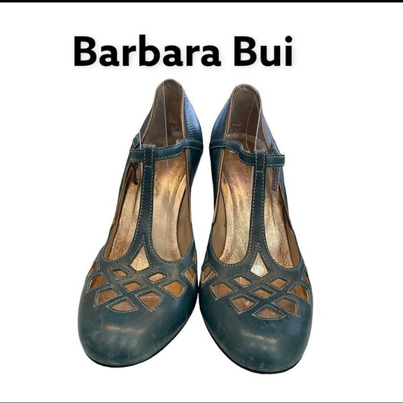 Barbara Bui Women's T-Strap Wedge Cutout Leather Shoes 36.5  6.5 - Picture 3 of 6